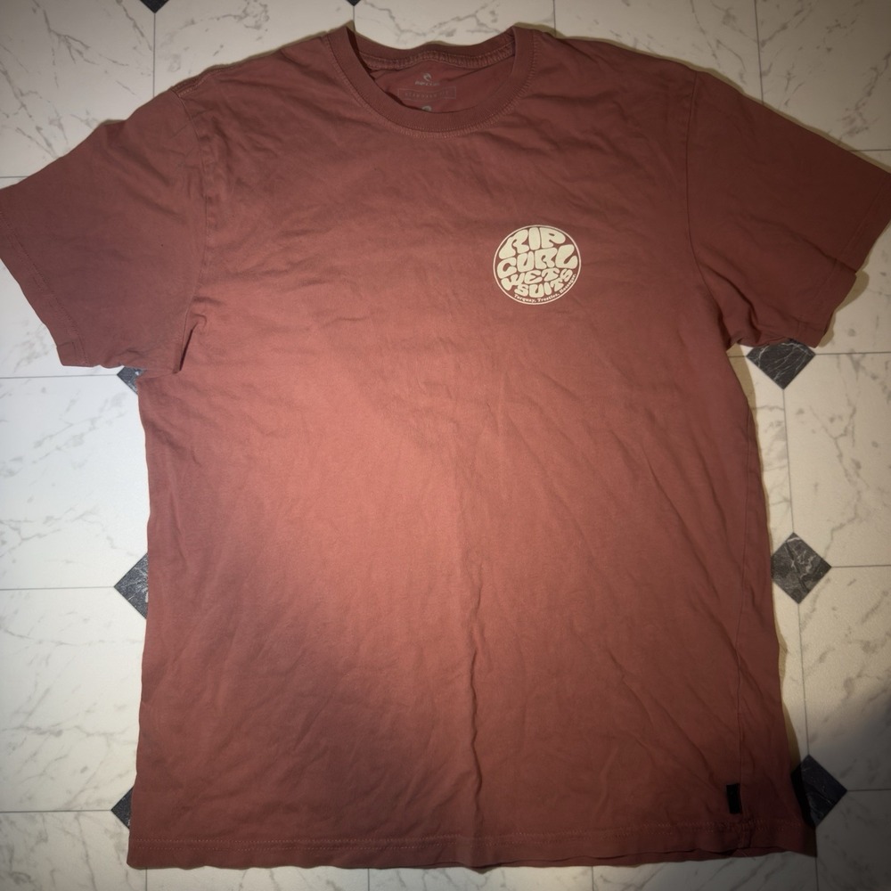 Rip Curl Wetsuits Logo T-Shirt Mens Medium Rust Red Retro Surf Graphic Tee